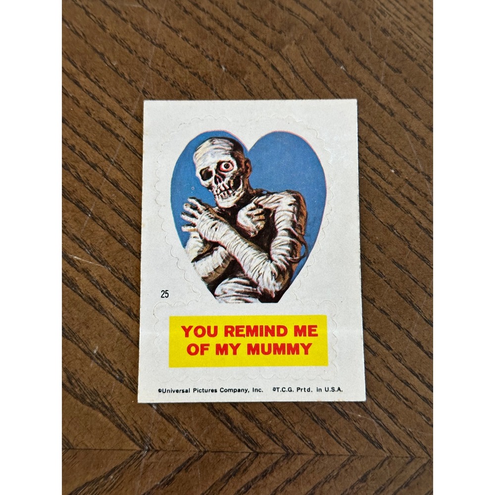 Vintage 1960s Universal Monsters Mummy Valentine Sticker Topps TCG No 25